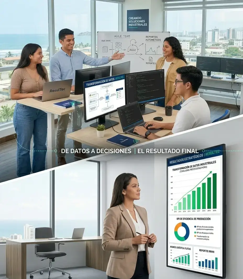 Empresaria motivada liderando la transformación digital