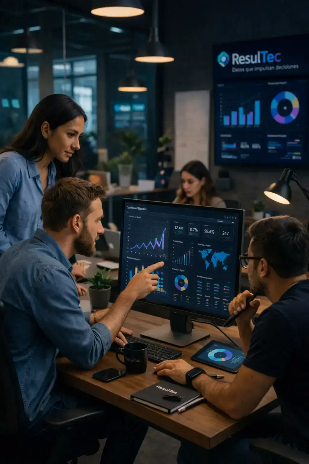 Equipo ResulTec analizando datos estratégicos para empresas